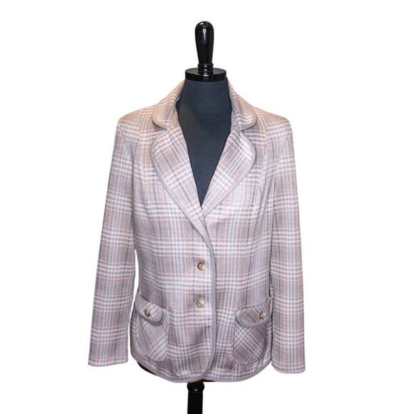 Vintage Marty Gutmacher Plaid Knit Blazer Jacket Classic Preppy Light Academia - Picture 2 of 4